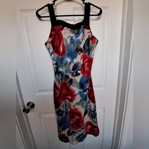 Tailor B. Moss Strapless Dress - Red, Blue, Black Floral